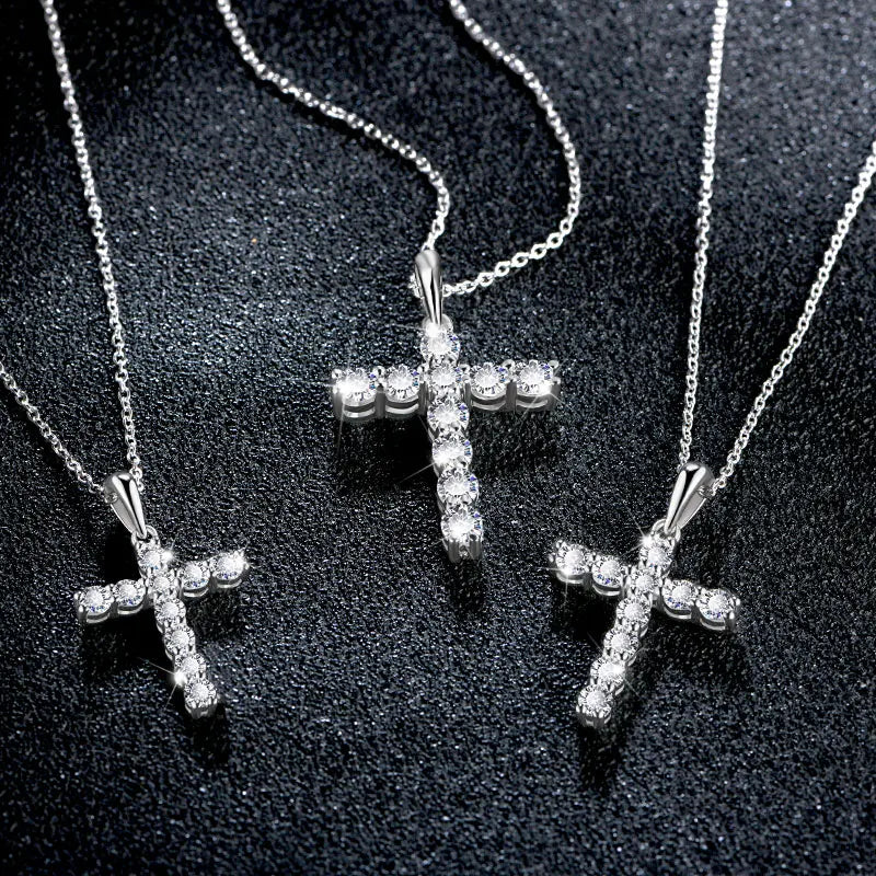 ✨ Collier Croix Moissanite – Argent 925 Fait Main 💎
