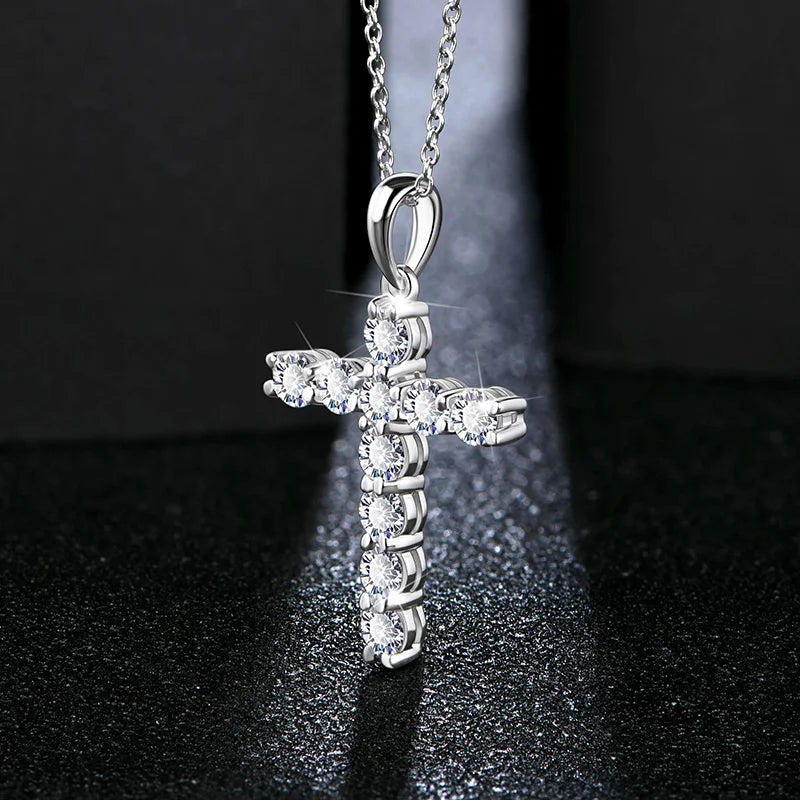 ✨ Collier Croix Moissanite – Argent 925 Fait Main 💎