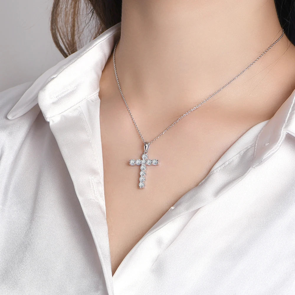 ✨ Collier Croix Moissanite – Argent 925 Fait Main 💎