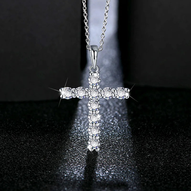 ✨ Collier Croix Moissanite – Argent 925 Fait Main 💎