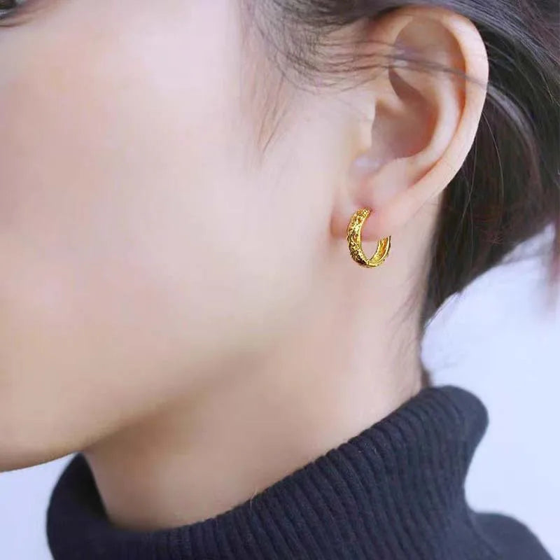 Boucles d’Oreilles Luxe Femme – Or 24K Véritable & Dragon