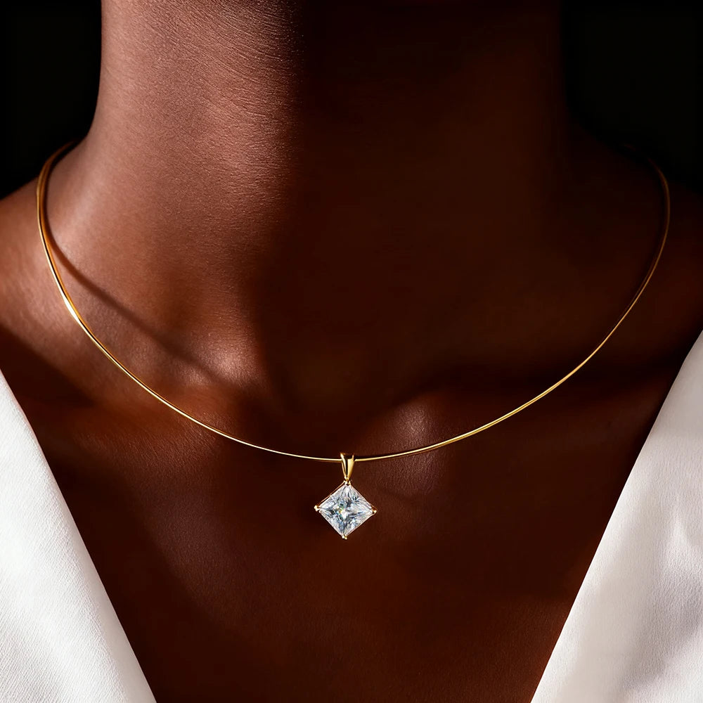 💎 Collier Solitaire Moissanite – Argent 925 & Or 18K BXINY ✨