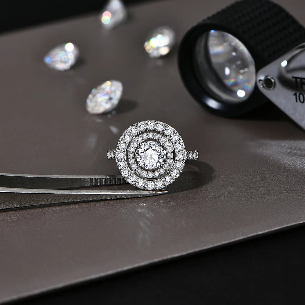 Bague Luxe Femme – Argent 925 & Moissanite 1.0CT D Color VVS1 Round Cut