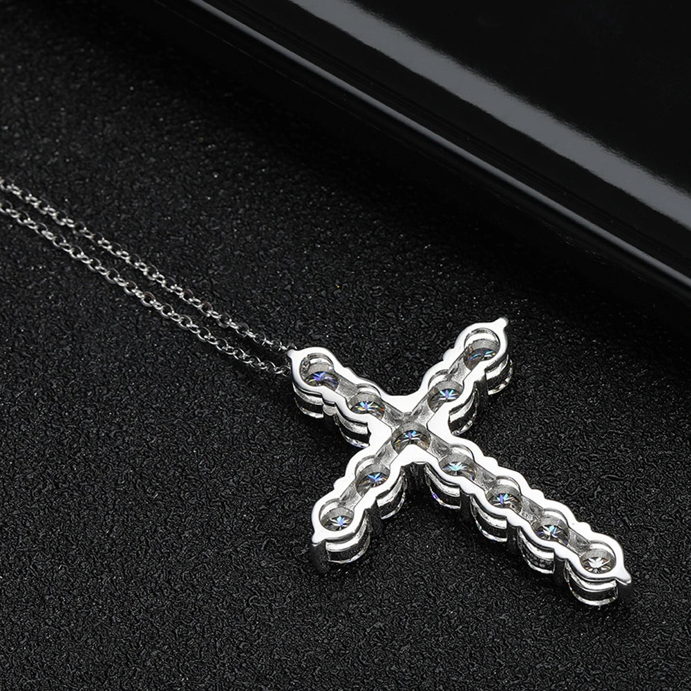 Collier Croix Éternelle – Moissanite & Argent 925