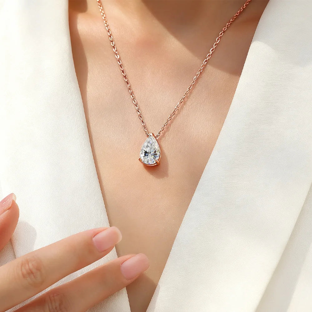 💎 Collier Goutte d’Eau Moissanite – Argent 925 & Or 18K 💖