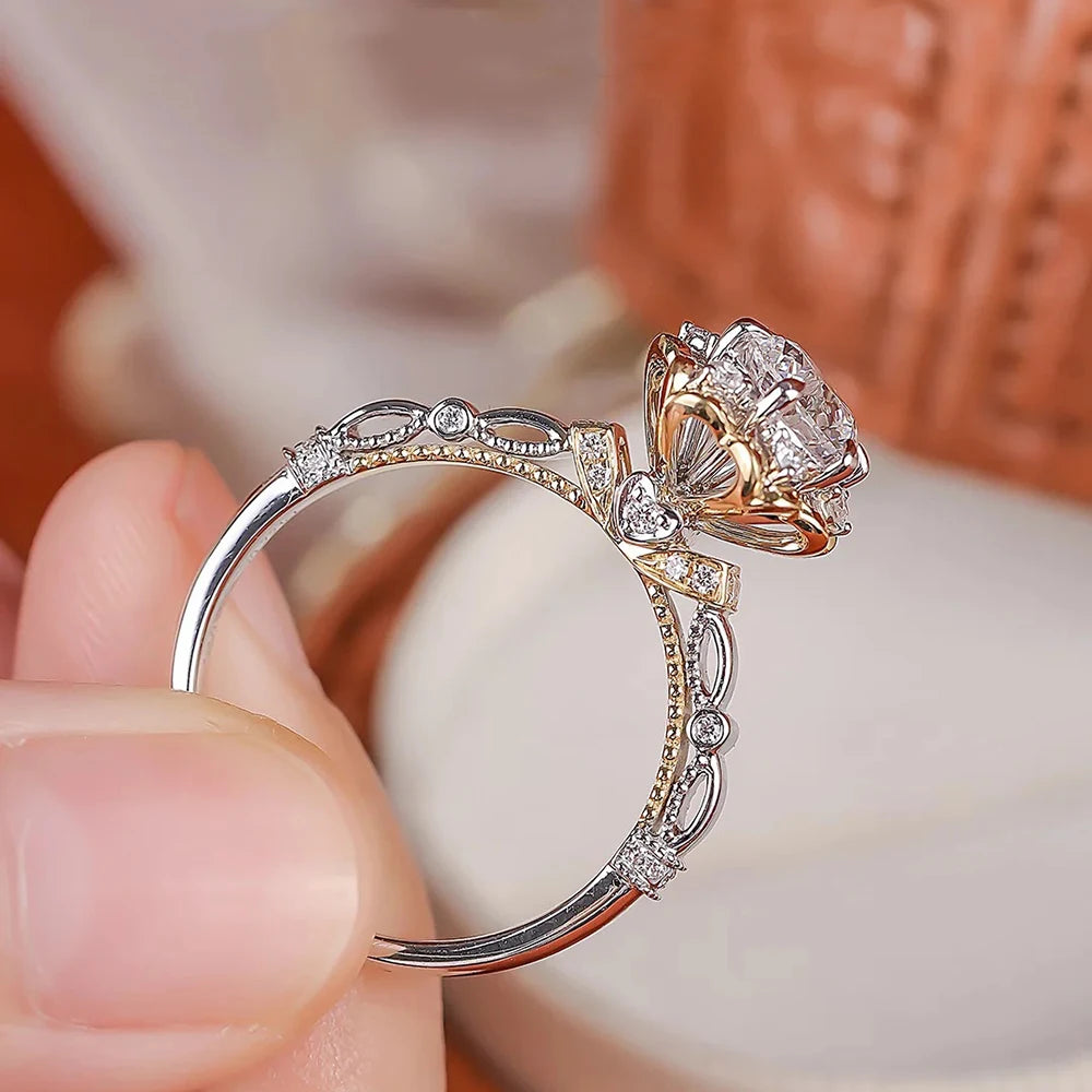 Bague Luxe Femme – Argent 925 & Moissanite 1CT Lab Diamond Fleur