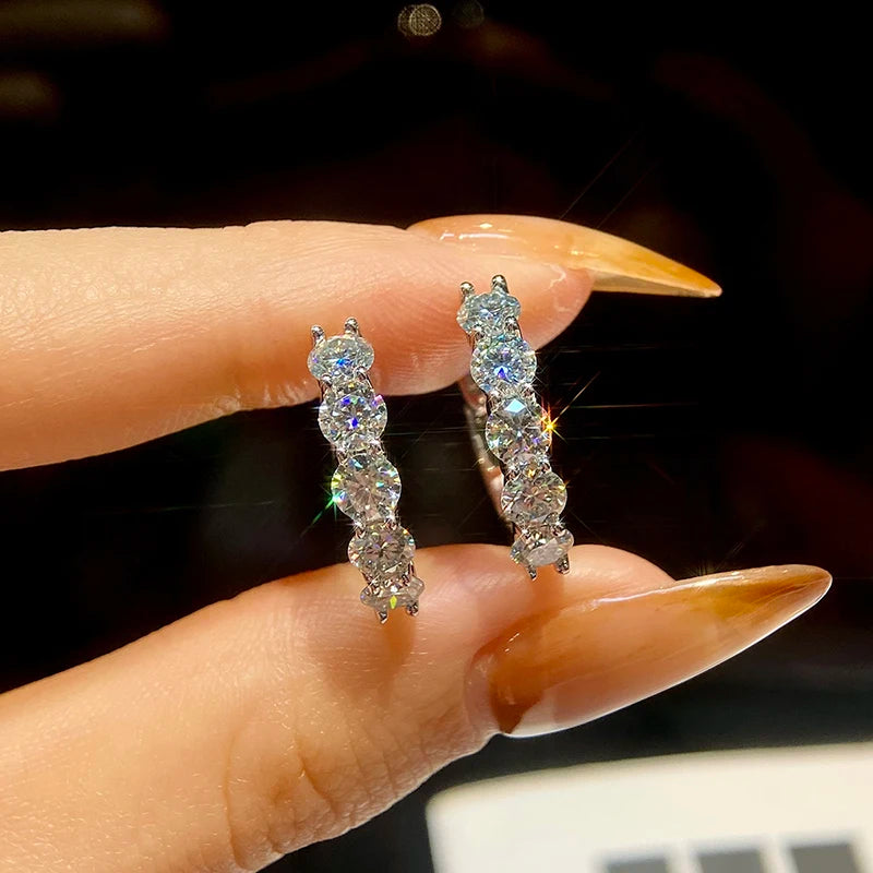 Boucles d’Oreilles Luxe Femme – Argent 925 & Moissanite 3 Carats Huggie