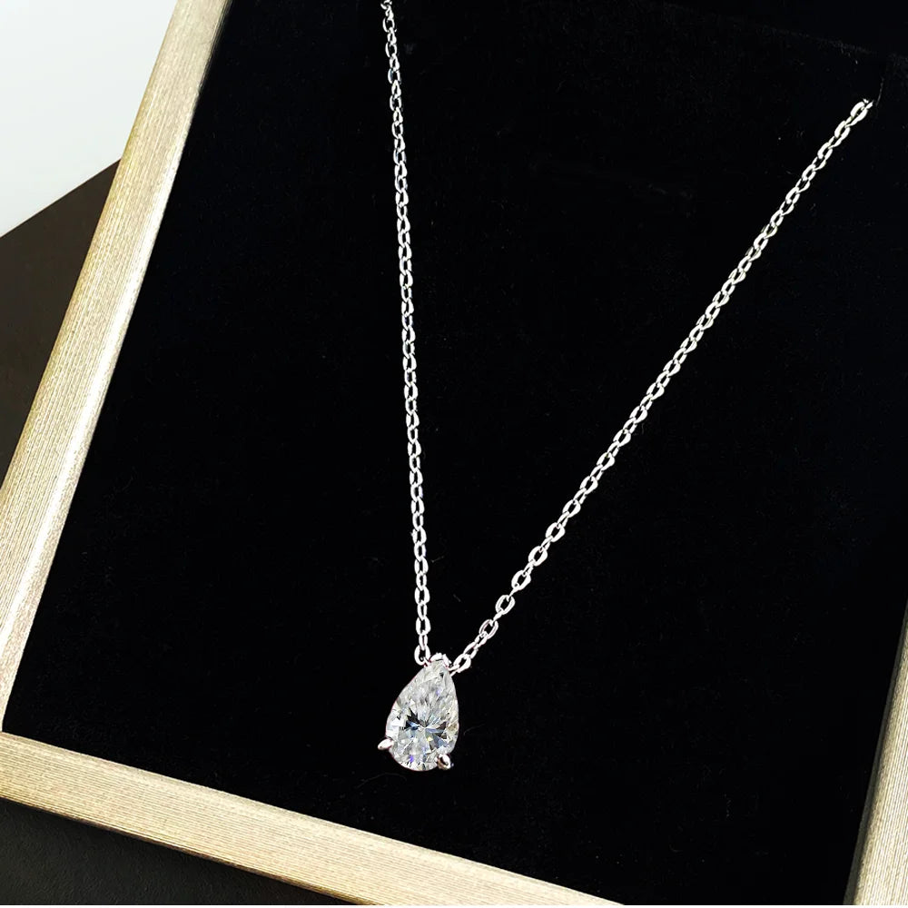 💎 Collier Goutte d’Eau Moissanite – Argent 925 & Or 18K 💖
