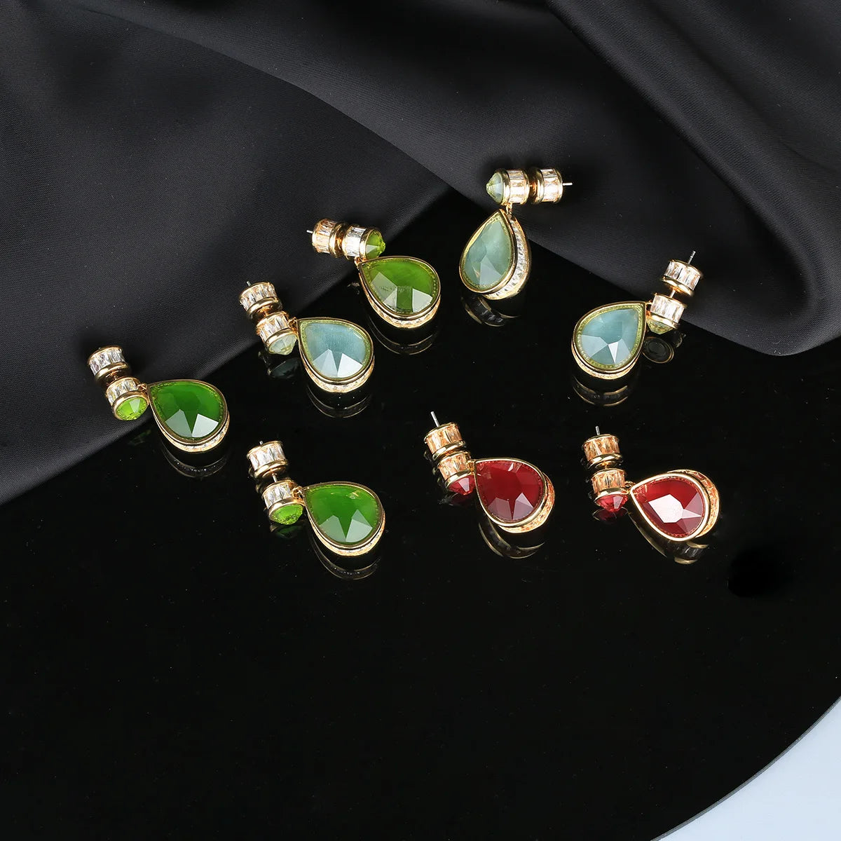 Boucles d’Oreilles Luxe Femme – Jade Péridot & Micro-incrustation CZ Violet