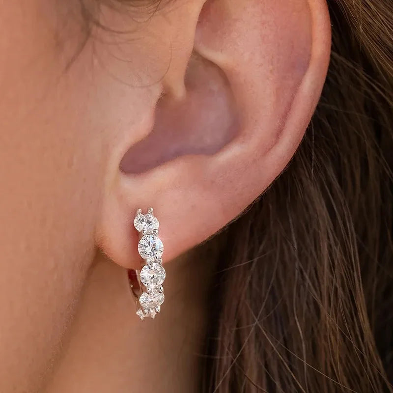 Boucles d’Oreilles Luxe Femme – Argent 925 & Moissanite 3 Carats Huggie