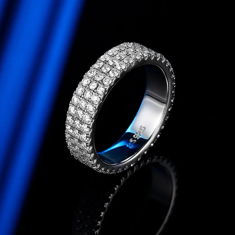 Bague Luxe Femme – Argent 925 & Moissanite D Color 1.5mm Row Ring