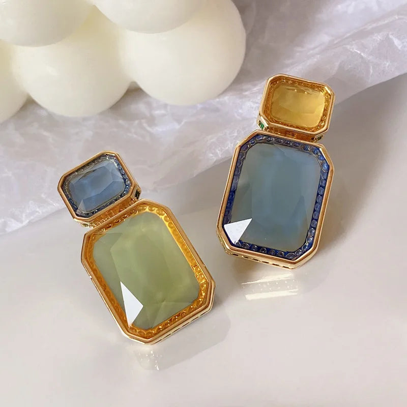 Boucles d’Oreilles Luxe Femme – Jade Péridot & Micro-incrustation CZ Violet