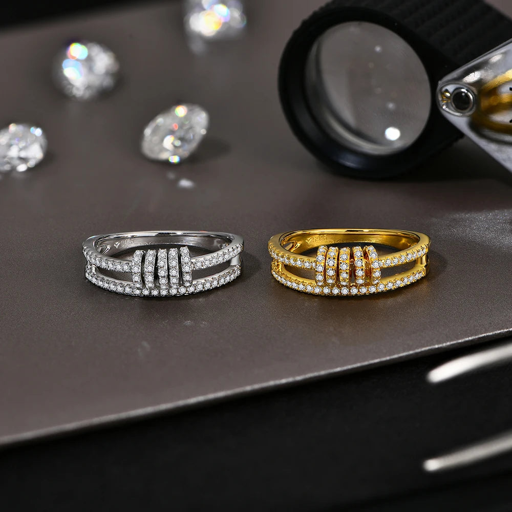 Bague Luxe Femme – Moissanite Lab Diamond & Argent 925 / Plaqué Or