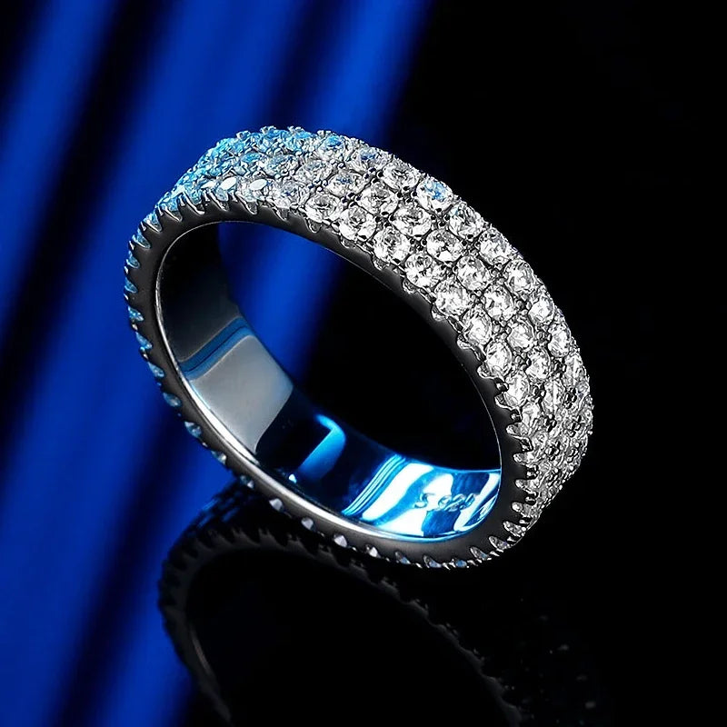 Bague Luxe Femme – Argent 925 & Moissanite D Color 1.5mm Row Ring