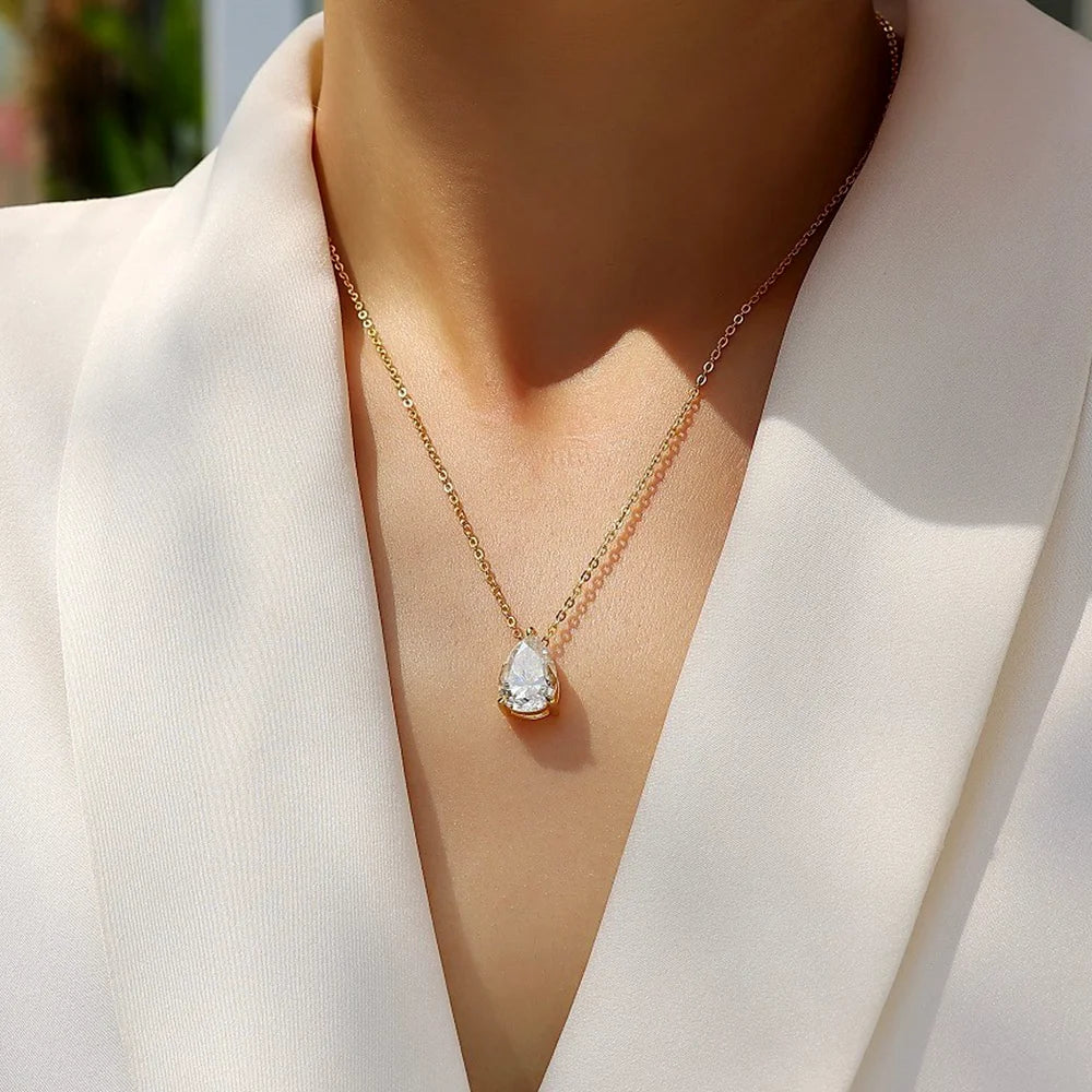💎 Collier Goutte d’Eau Moissanite – Argent 925 & Or 18K 💖