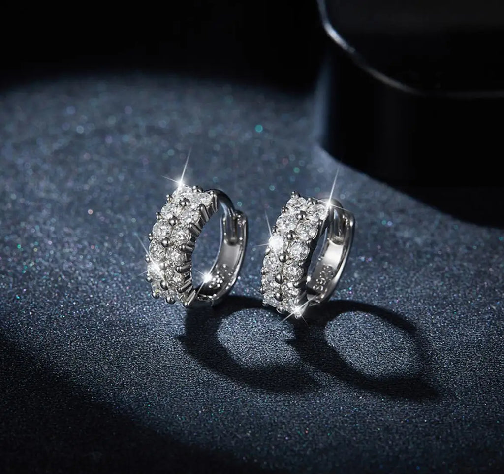 Boucles d’Oreilles Luxe Femme – Argent 925 & Moissanite Brillante 1.9mm