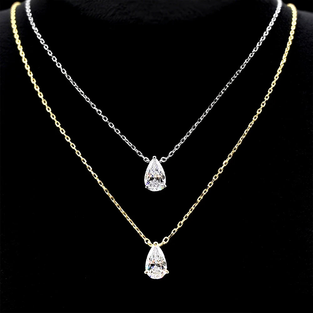 💎 Collier Goutte d’Eau Moissanite – Argent 925 & Or 18K 💖
