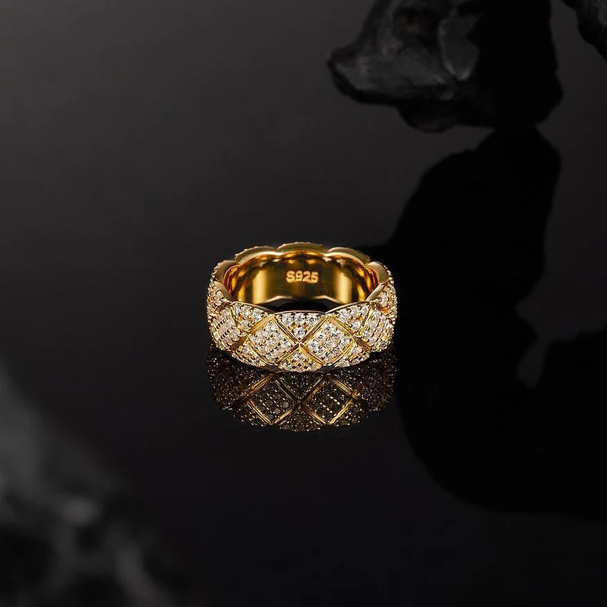 Bague Luxe Femme – Argent 925, Plaqué Or 18K & Moissanite Lab Diamond Certifiée GRA