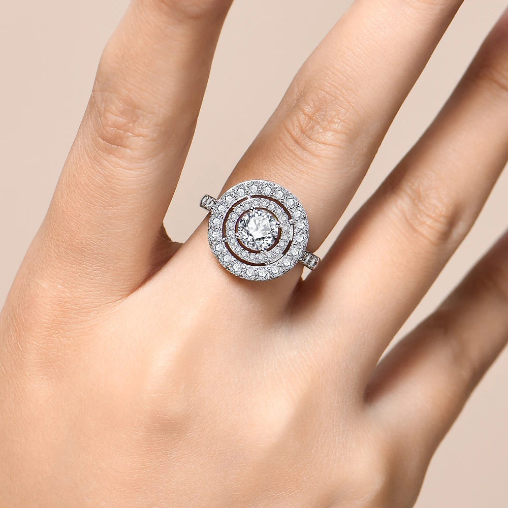 Bague Luxe Femme – Argent 925 & Moissanite 1.0CT D Color VVS1 Round Cut