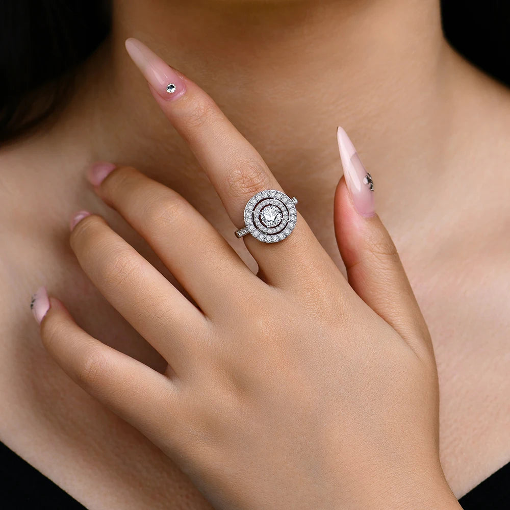 Bague Luxe Femme – Argent 925 & Moissanite 1.0CT D Color VVS1 Round Cut