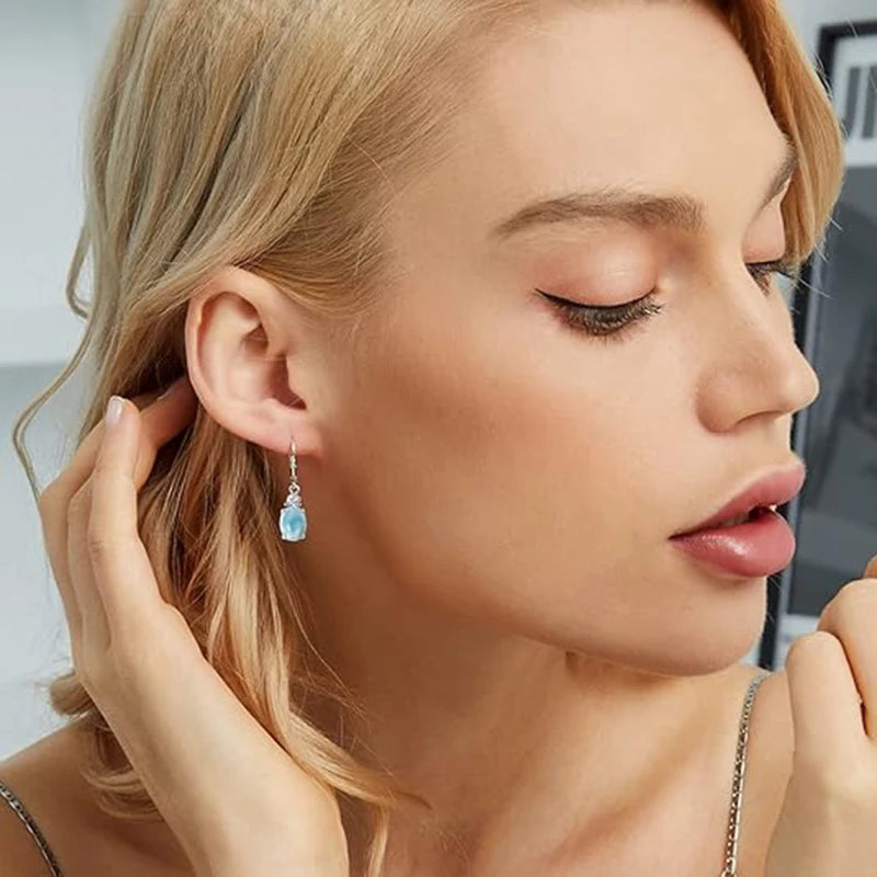Boucles d’Oreilles Luxe Femme – Argent Sterling 925 & Larimar Naturel