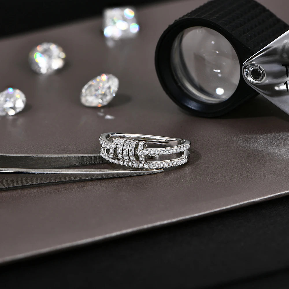 Bague Luxe Femme – Moissanite Lab Diamond & Argent 925 / Plaqué Or