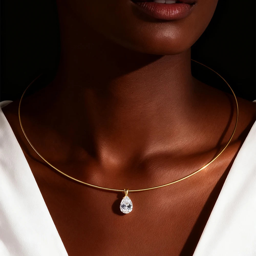 💎 Collier Solitaire Moissanite – Argent 925 & Or 18K BXINY ✨